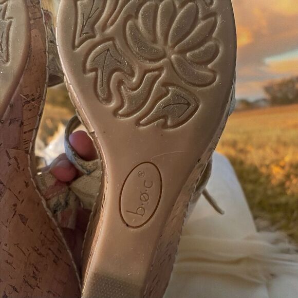 Born b.o.c Floral Wedge Cork Sandals Slingback Open Toe Multicolor - Picture 4 of 6